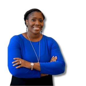 Stacy standing with her arms crossed